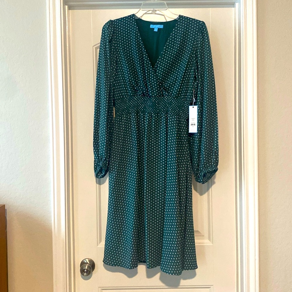 Draper James - Green with White Polka Dot Dress- Small